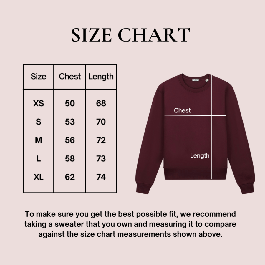 Size Chart Burgundy sweater