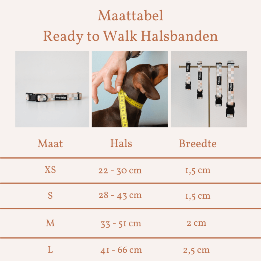 Maattabel - Halsband Check me Out - Ready to Walk