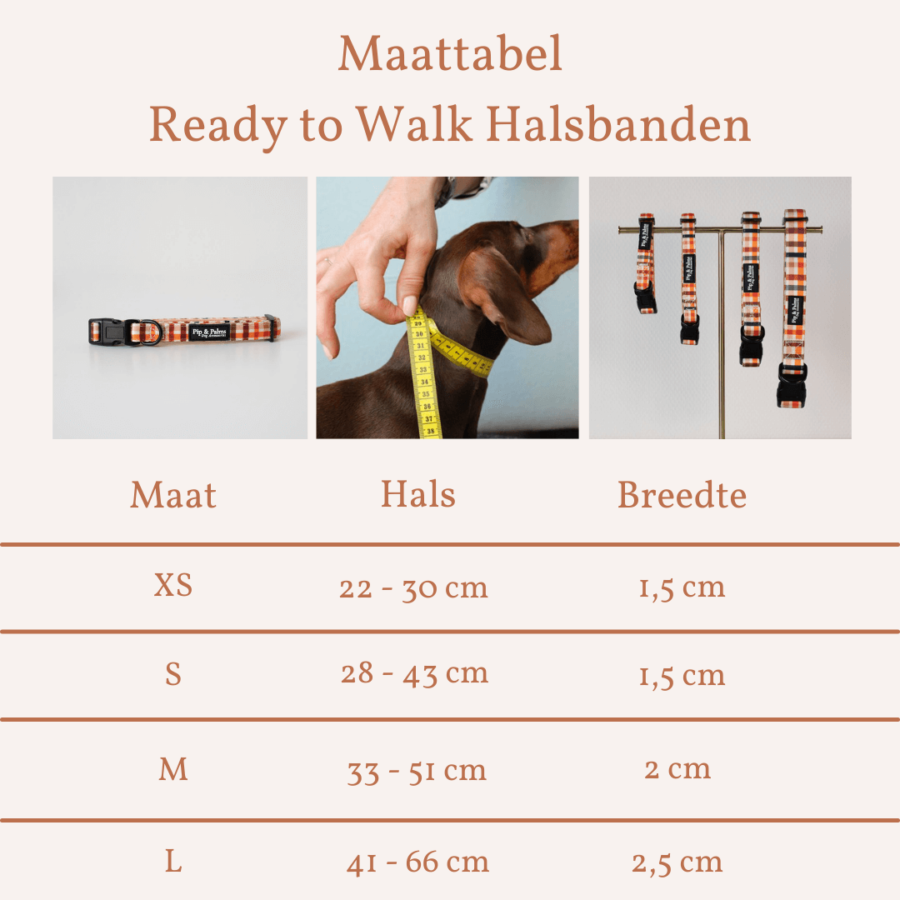 Maattabel - Halsband Cheeky Checks - Ready to Walk