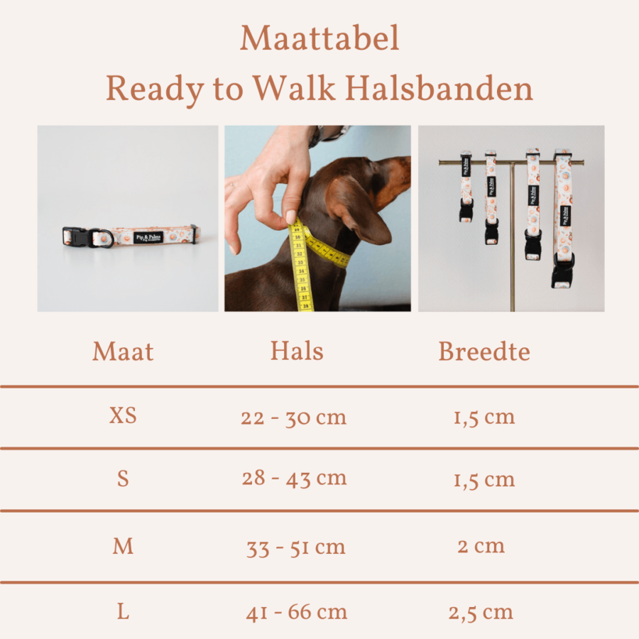 Maattabel - Halsband Coffee Lovers - Ready to Walk