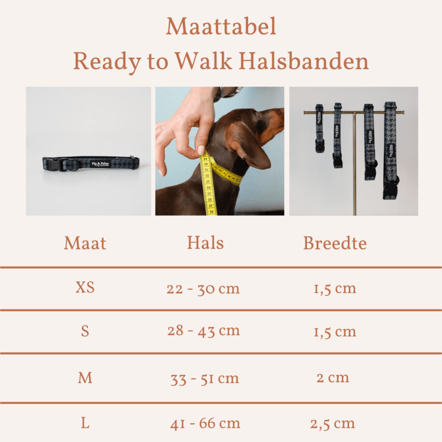 Maattabel - Halsband Dark Dogstooth - Ready to Walk