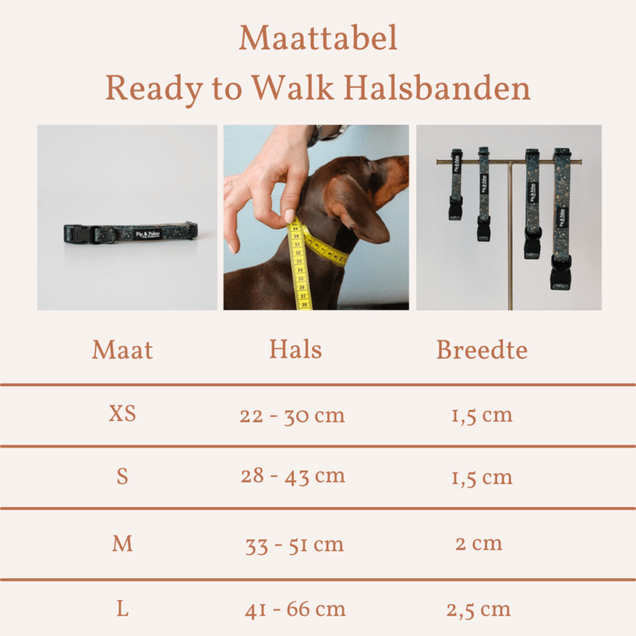 Maattabel - Halsband Fancy Flora - Ready to Walk