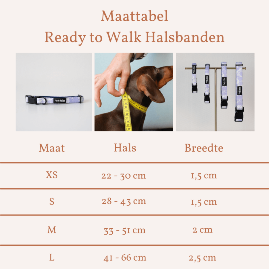 Maattabel - Halsband Li La Lilac - Ready to Walk