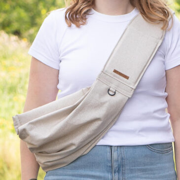 Uitverkocht - Honden draagzak - Beige met Zilverdraad